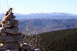  View North-west from the summit of Mont Liausson. Snow lies on the tops of the higher hills of the Haut Languedoc Park.